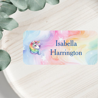 Rainbow Unicorn Design met aangepaste naam Labels