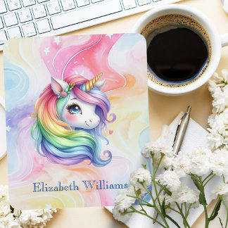 Rainbow Unicorn Design met aangepaste naam Muismat