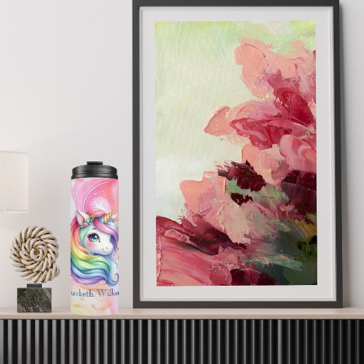 Rainbow Unicorn Design met aangepaste naam Thermosbeker