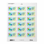 Rainbow Unicorn Étiquette de adresse (Feuille entière)