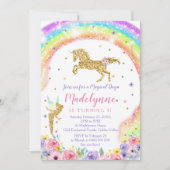 Rainbow Unicorn Fairy Birthday Invitation (Devant)