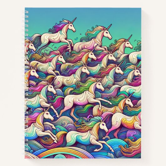 Rainbow Unicorn Fantasy Art Notitieboek (Voorkant)