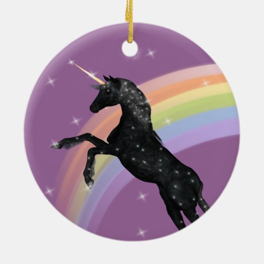 Rainbow Unicorn Fantasy Keramisch Ornament (Achterkant)