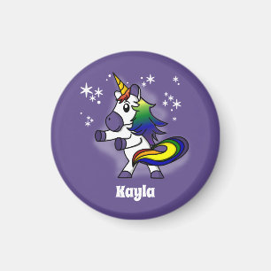 Rainbow Unicorn Flossing met Starry Background Magneet