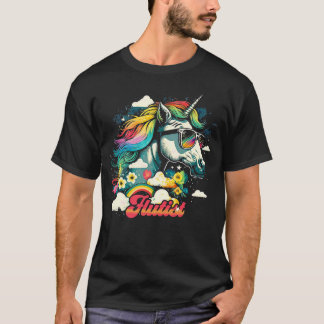 Rainbow Unicorn Flutist T-shirt
