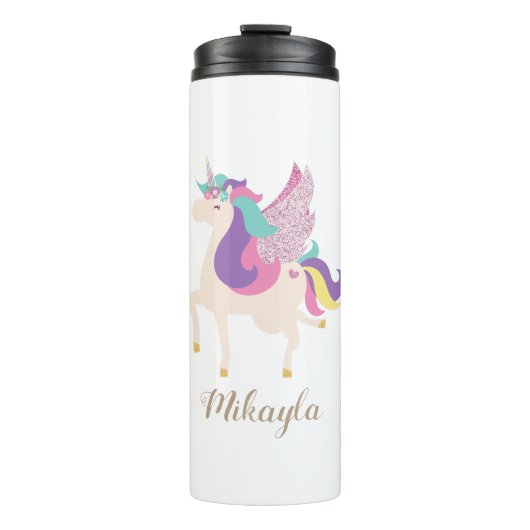 Rainbow Unicorn, gepersonaliseerd Thermosbeker (Voorkant)