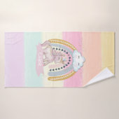 🦄 Rainbow Unicorn Girl Nom personnalisé (Serviette de bain)