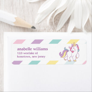 Rainbow Unicorn Girls Birthday Etiket