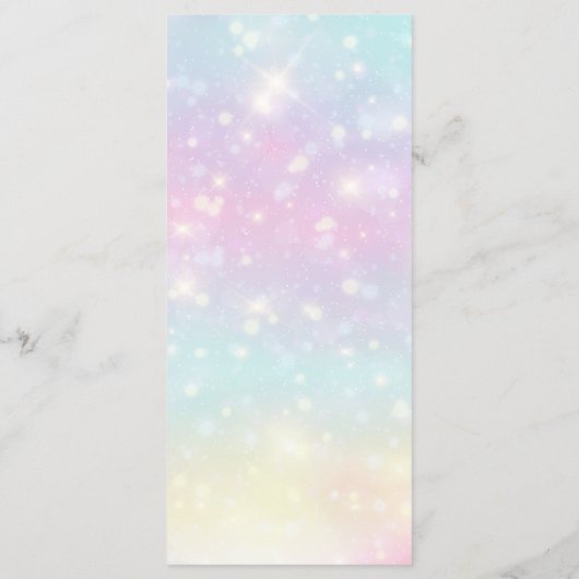 Rainbow Unicorn Girl's Birthday Party Menu (Achterkant)