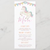 Rainbow Unicorn Girl's Birthday Party Menu (Voorkant)