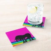 Rainbow Unicorn Glazen Onderzetter (Schuin)
