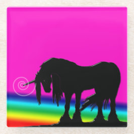 Rainbow Unicorn Glazen Onderzetter
