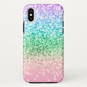 Rainbow Unicorn Glitter 1 (Faux Glitter) #pastel iPhone X Hoesje
