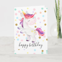 Rainbow Unicorn Glitter Polka Dot Girl Verjaardag