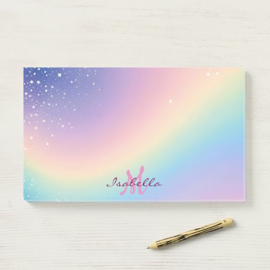 Rainbow Unicorn Glitter Post-it® Notes (Op bureau)