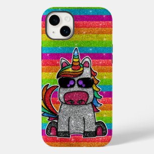 Rainbow Unicorn Glitter Sparkly Gold Sparkles Case-Mate iPhone 14 Plus Hoesje