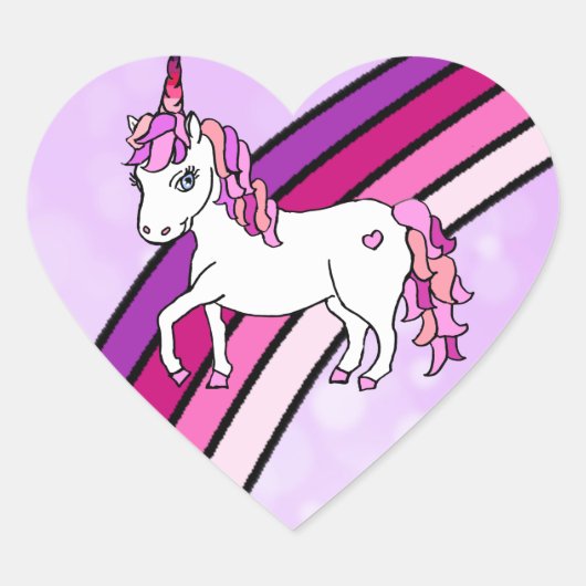 Rainbow Unicorn Hart Sticker (Voorkant)