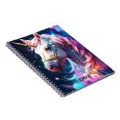 Rainbow Unicorn Head Aangepaste naam Notitieboek (Rechterzijde)