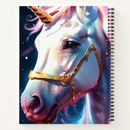 Rainbow Unicorn Head Aangepaste naam Notitieboek (Achterkant)