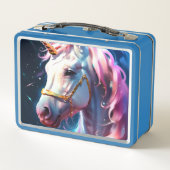 Rainbow Unicorn Head Aangepaste Naam Script Tekst (Achterkant)