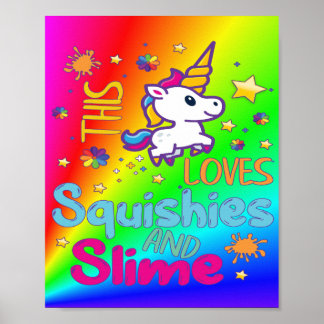 Rainbow Unicorn houdt vierkant en dun Poster