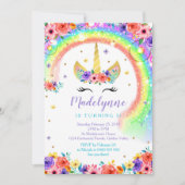 Rainbow Unicorn Invitation Anniversaire Black Lash (Devant)