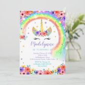 Rainbow Unicorn Invitation Anniversaire Black Lash (Debout devant)