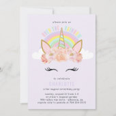 Rainbow Unicorn Invitation Anniversaire Pink Gold (Devant)