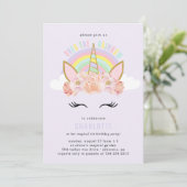 Rainbow Unicorn Invitation Anniversaire Pink Gold (Debout devant)