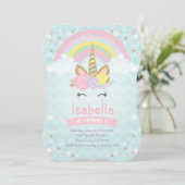 Rainbow Unicorn Invitation Anniversaire Pink Gold (Debout devant)