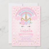 Rainbow Unicorn Invitation Anniversaire Pink Gold (Devant)