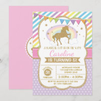 Rainbow Unicorn Invitation Birthday Party nodigt u