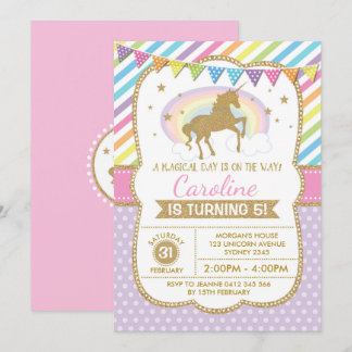 Rainbow Unicorn Invitation Birthday Party nodigt u Kaart
