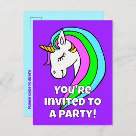 Rainbow Unicorn Invitation Briefkaart