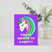 Rainbow Unicorn Invitation Briefkaart (Staand voorkant)