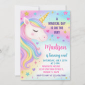 Rainbow Unicorn Invitation d'anniversaire (Devant)