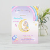 Rainbow Unicorn Invitation d'anniversaire (Debout devant)