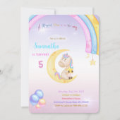 Rainbow Unicorn Invitation d'anniversaire (Devant)