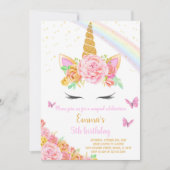 Rainbow Unicorn Invitation d'anniversaire (Devant)