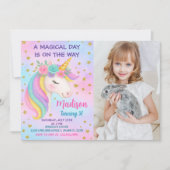 Rainbow Unicorn Invitation d'anniversaire (Devant)