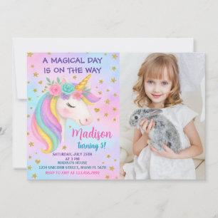 Rainbow Unicorn Invitation d'anniversaire