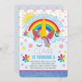 Rainbow Unicorn invitation d'anniversaire (Devant / Derrière)