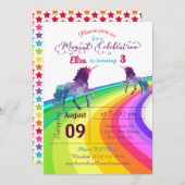 Rainbow Unicorn - Invitation d'anniversaire (Devant / Derrière)