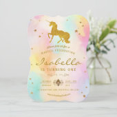 Rainbow Unicorn Invitation d'anniversaire (Debout devant)
