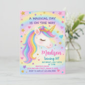 Rainbow Unicorn Invitation d'anniversaire (Debout devant)