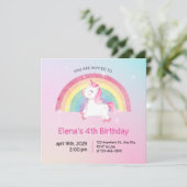 Rainbow Unicorn Invitation d'anniversaire (Debout devant)