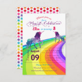 Rainbow Unicorn - Invitation d'anniversaire 3x5 (Devant / Derrière)