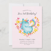 Rainbow Unicorn Invitation d'anniversaire pour enf (Devant)