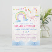 Rainbow Unicorn Invitation de fête d'anniversaire (Debout devant)