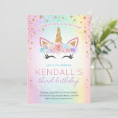 Rainbow Unicorn Invitation de fête d'anniversaire (Debout devant)